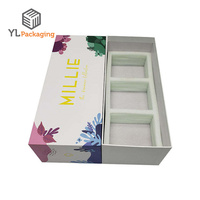 Boîte cadeau en papier rigide blanc de luxe personnalisée pour bougie parfumée, ensemble de trois pièces, emballage
