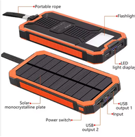 Ponsel pintar 10000mAh kedap air elektronik tenaga surya portabel Powerbank 20000mah ponsel Antarmuka Input USB mikro