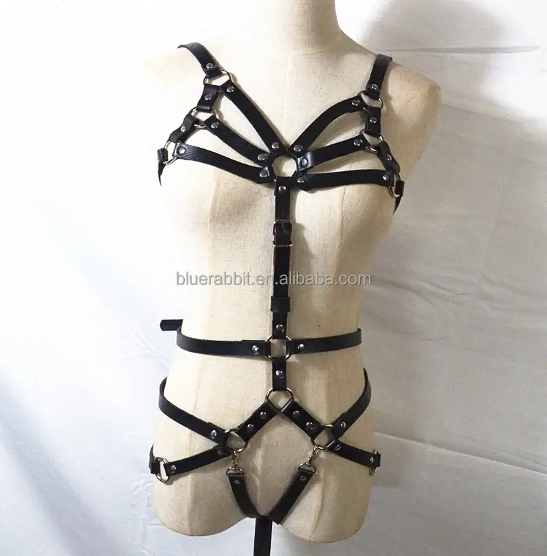 Imbracatura in pelle per tutto il corpo biancheria all'ingrosso Bondage Harness cintura regolabile con spalline Punk Gothic cage Women Bondage Harness