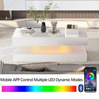 Table basse LED haute brillance 47.3IN, lumières LED APP, noir/blanc, meubles modernes pour salon