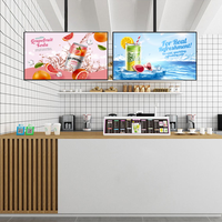 Écran de menu numérique LCD suspendu au plafond de 43 pouces avec système d'exploitation Android intégré CMS Publicité pour ascenseurs et restaurants Télécommande