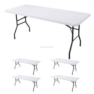 Table pliante d'extérieur blanche avec coussin imperméable pour événements, repas, parcs, hôtels, chambres, cuisines, halls extérieurs - Product Image 2