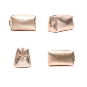 Bolsa de Maquillaje de Alta Calidad con Cierre Dorado Rosa, Bolsa Cosmética de Cuero PU Plateado, Estuche de Belleza - Product Image 6