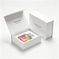 Boîte à parfum transparente avec logo personnalisé, boîte en papier, boîte d'emballage d'huile essentielle blanche, boîte cadeau de luxe avec rabat magnétique