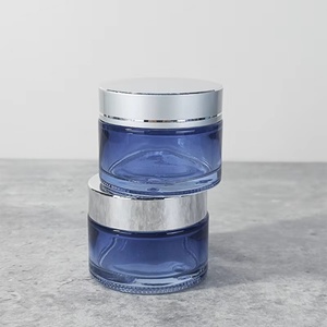 30g 50g 100g Transparent Blue Glass Jar Silver Screw Lid Cosmetic Skin Care Cream <b>Perfume</b> Packaging Cosmetic <b>Container</b> Jar - Product Image 1