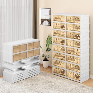 Factory Price Wholesale Stacking Foldable Shoe Storage <b>Box</b> <b>Clear</b> Plastic <b>Display</b> Folding Sneaker Storage <b>Box</b> - Product Image 1