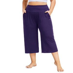Pantalon de yoga plissé pour femme, taille haute croisée, coupe large, décontracté, doux et confortable, avec poches, taille élastique, grande taille, pour l'été - Product Image 4
