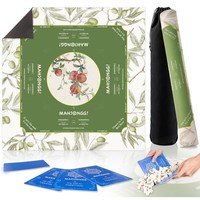 Tapis de jeu de Mahjong américain avec sac de transport, base en caoutchouc antidérapante, tapis de jeu de Mahjong carré, motif floral personnalisé, tapis de jeu de Mahjong