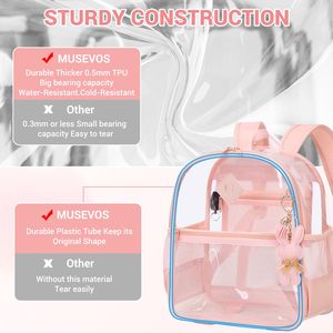 Sac à dos transparent personnalisé en gros, petit format, approuvé pour les stades, 12x6x12 pouces, en TPU épais, mini sac transparent pour concerts et événements sportifs - Product Image 4
