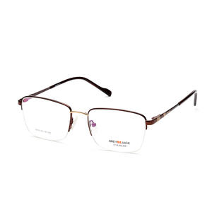 Lunettes grises Jack Metal Plano, monture carrée, demi-cercle, style professionnel unisexe, anti-UV, modèle 5076 - Product Image 4