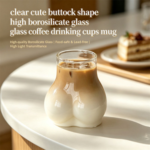 Tasses à café, lait et desserts en verre borosilicate transparent faites à la main, sans BPA, au design mignon et original, très populaires - Product Image 2