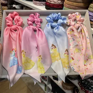 satin scarf scrunchy Suppliers-Japanese Anime Sailor Moon Satin Scarf Scrunchies Frozen Princess Hair Scrunchies Headbands Set Ponytail Holder