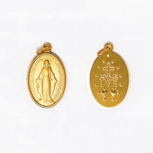 Medallón religioso antiguo <span class=keywords><strong>de</strong></span> aleación <span class=keywords><strong>de</strong></span> Zinc, colgante <span class=keywords><strong>de</strong></span> la medalla Católica <span class=keywords><strong>de</strong></span> St roalia Divine Mercy, joyería <span class=keywords><strong>de</strong></span> oro <span class=keywords><strong>de</strong></span> 10K, venta al por mayor - Product Image 1