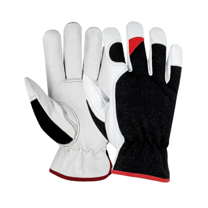 JNA GROUP White Black Leather Safety Gloves Anti-Slip Fingertips Cuff General Purpose Abrasion Resistant 12 oz <b>10</b> <b>Inch</b> - Product Image 1