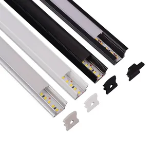 High quality Black Alu 6063 Extrusion Housing Channel Diffused Cover For Lighting Strip bar Surface Led Profile Aluminum