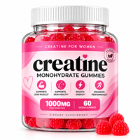 Créatine en vrac directement de l'usine pour femmes, gommes de 1000 mg, 60 unités, favorise la masse musculaire maigre et la santé de la peau* Framboise Végétalien GMP HALAL