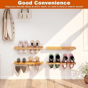 Wooden Single Layer <b>Shoe</b> <b>Rack</b> Solid Wood <b>Wall</b> Mounted Space Saving Storage For Entryway Home Use - Product Image 4