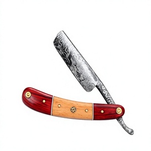 ASAP Brand Damascus Stainless Steel Single-Blade Straight <b>Razor</b> with Natural Wood Handle for <b>Men</b> - Product Image 1