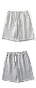 Short de sport d'été décontracté pour hommes et femmes Style de rue américain solide Cinq pantalons Cordon de serrage 340g Teint uni lourd - Product Image 4