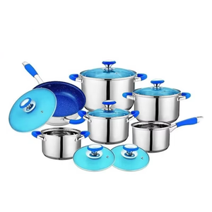 SY-Kitchenware Juego <span class=keywords><strong>de</strong></span> Utensilios <span class=keywords><strong>de</strong></span> Cocina <span class=keywords><strong>de</strong></span> 12 Piezas, Juego <span class=keywords><strong>de</strong></span> Ollas y Sartenes Mexicanas <span class=keywords><strong>de</strong></span> Acero Inoxidable con Tapa <span class=keywords><strong>de</strong></span> Vidrio Azul Antiadherente - Product Image 1