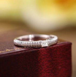 Xinfly 0.1ct Square Diamond <b>Ring</b> 18K Gold Ribbed Classic Solitaire for Wedding Engagement or Gift <b>Couple</b> Jewelry - Product Image 4