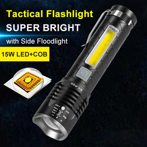 Lampe de poche LED super lumineuse COB Side White Red Light 15W LED Rechargeable <span class=keywords><strong>3000</strong></span> <span class=keywords><strong>Lumens</strong></span> Outdoor Emergency 4 Modes Zoomable Torch - Product Image 5