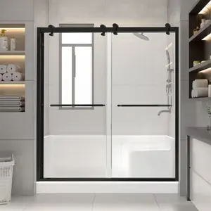 Most Popular Easy Installation Freestanding Aluminium Frame Shower Enclosure Hotel Double Sliding Shower Door