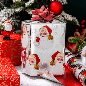 MAYPLUSS Christmas Wrapping Paper 17in x 33ft Reversible Santa Snowflake Design Gift <b>Wrap</b> for Holiday Crafting - Product Image 6