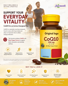 Cápsulas de Coenzima CoQ10 y Vitamina E de Marca Privada, Antioxidante Natural, Suplemento para el Bienestar Cardiovascular Celular - Product Image 4