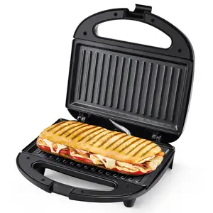3-in-1 Removable Non-Stick Plates to heat the grill surfaces on both sides LED indicator lights sandwich maker