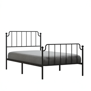 <b>Black</b> Powder-Coated Steel Twin Bed <b>Frame</b> Rectangular Metal Bed Industrial Bedroom Furniture - Product Image 1