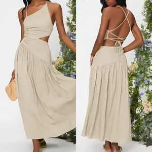 Vestidos maxi de Lino Para mujer trắng chất lượng cao linen váy Dresses đối với phụ nữ