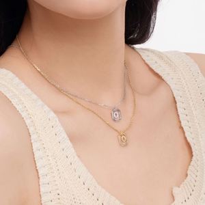 Dylam Rhodium 14K Gold Plated Dainty CZ Alphabet 26 A-Z Letter <b>Necklace</b>, Personalized Name <b>Initial</b> <b>Necklace</b> for Women Female - Product Image 4