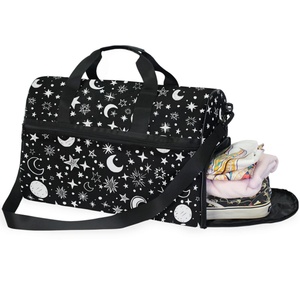 Nouveau Sac de Voyage Grande Capacité Imprimé Étoiles Noires, Sac Polochon de Voyage à Fermeture Éclair Motif Léopard, Sac de Nuit en Gros - Product Image 3
