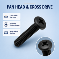 Vis à tête ronde en acier au carbone PM Huayuanxing, oxydées noires, petites micro-vis à tête disque électroniques M1/M2/M3/M4/M5 Grade 4.8