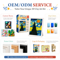 Kit Lukisan Tanah Liat Bingkai Foto 3D Grosir, Seni Relief Langit Berbintang, Tidak Beracun, Gaya Van Gogh, Dekorasi Rumah DIY, Hadiah OEM