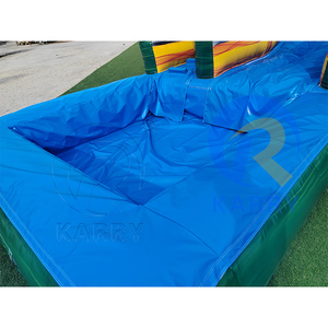 Toboggan aquatique gonflable géant à imprimé marbré coucher de soleil, double piste orange et verte, pour parc aquatique d'été, pour enfants, location commerciale - Product Image 3