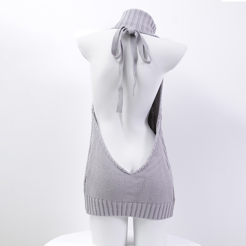 backless sweater dress anime Kihout Sleeveless Sweaters Dress for Women Backless Turtleneck Anime Virgin Killer Sweater One-Piece Bikini Package Hip Knit Tank Top Vest Ladies Warm