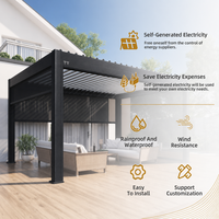 Pergola motorisée murale en aluminium avec toit à lames orientables, conception étanche pour terrasse de maison jumelée et patio latéral