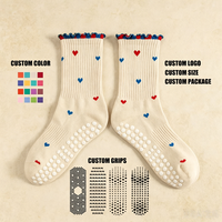 POPSOX Chaussettes de compression antidérapantes pour femmes avec volants décoratifs, mélange Spandex/Nylon/Coton pour le yoga et le Pilates