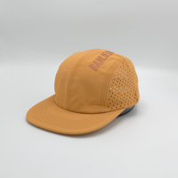 Chapeau de pêcheur personnalisé en polyester non structuré avec patch en caoutchouc, 6 panneaux respirants et trous d'aération, anti-humidité, pour fournisseur