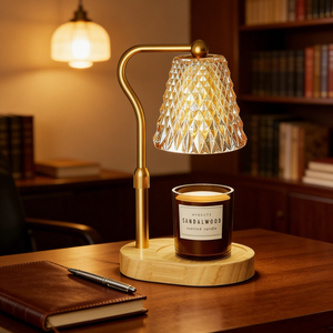 โคมไฟอุ่นเทียนแก้วคริสตัลหรูหราพร้อมแขนปรับระดับสีทอง ไฟหรี่ได้ ใช้กับ<span class=keywords><strong>เทียน</strong></span>หอม สำหรับตกแต่งบ้าน - Product Image 1