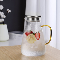 Marteau théière pichet pichet bouteille d'eau bouilloire en verre ensemble pichet en verre résistant aux hautes températures carafe à eau avec poignée de couleur