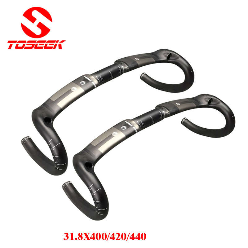 Tam karbon Fiber yol bisikleti gidon bükülmüş çubuk 31.8mm * 400/420/440mm iç yönlendirme bisiklet damla bar UD mat/parlak