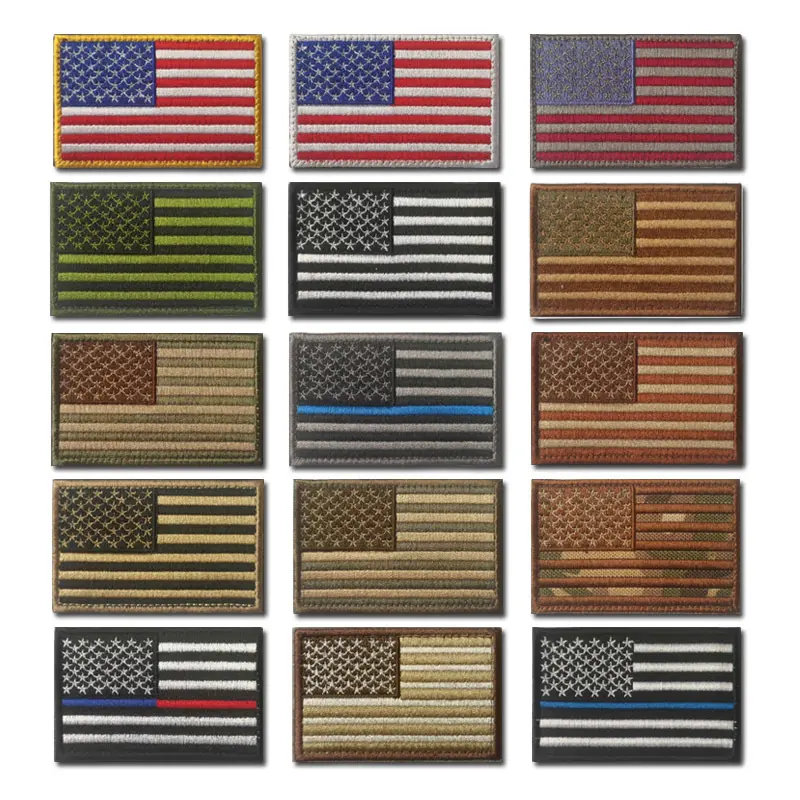 niedrige MOQ amerikanische Flagge Patches Haken & Schleife taktische Patch vollständige Stickerei Patch für Caps Taschen