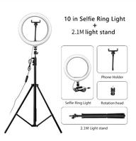 Anneau lumineux 26cm Luminosité réglable Anneau lumineux 210 cm Trépied Support de téléphone 10 pouces Led Light