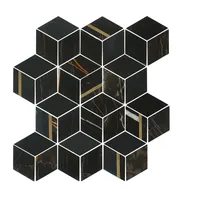 Đen Vàng Brass Marble Mosaic Tile Hexagon Nền Tường Gạch Trang Trí Tường Cho Backsplash