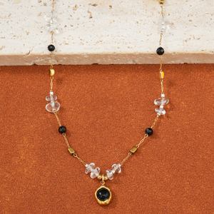 Squisita Collana di Perle e Ametista Naturale, Regalo di Anniversario, Gioiello di Alta Gamma in Acciaio e Oro 18K per Lei - Product Image 3