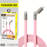 Nouvelle invention : Câble USB plat à double tête détachable, 240W 5A, charge super rapide, synchronisation des données 480 Mbps, emballage cadeau, logo personnalisé