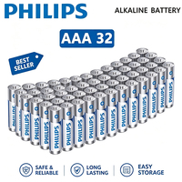 PHILIPS 32 Pilas Alcalinas LR03 AAA de 1.5V, Pilas Ultra Alcalinas de Larga Duración para Control Remoto, Juguetes y Electrónica del Hogar